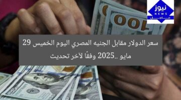 سعر الدولار مقابل الجنيه المصري اليوم الخميس 29 مايو 2025.. وفقًا لآخر تحديث