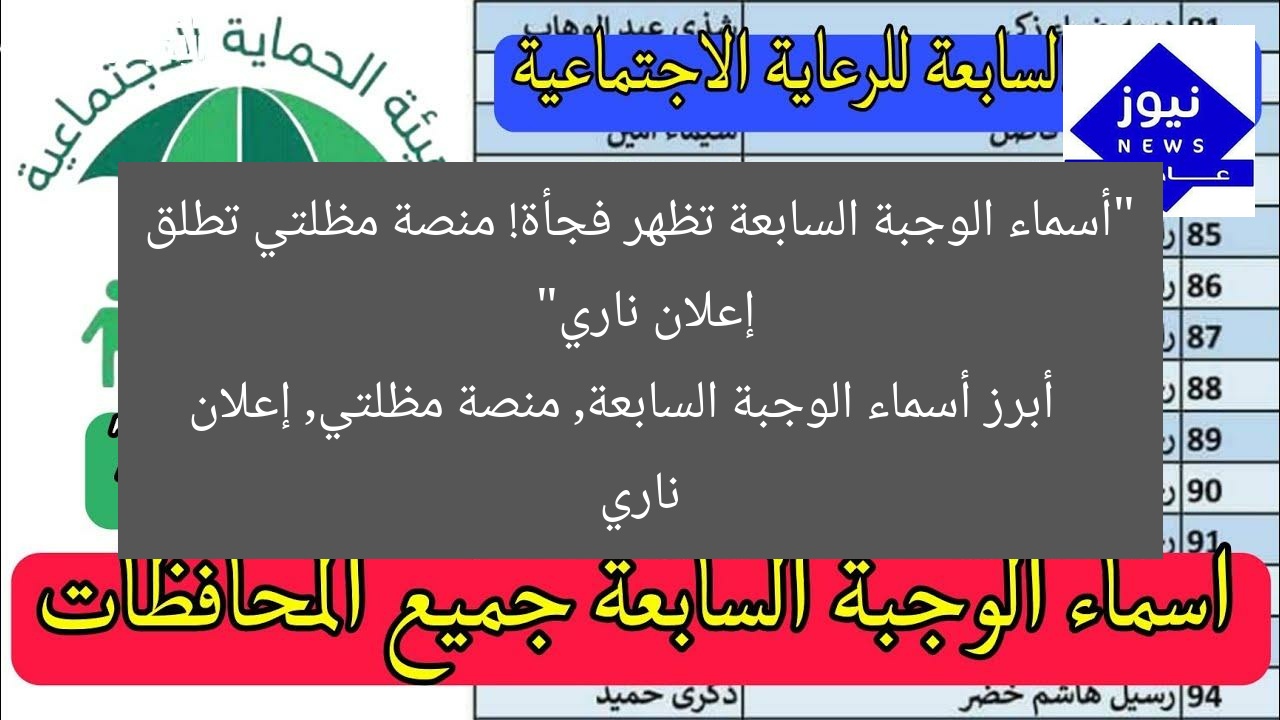 “أسماء الوجبة السابعة تظهر فجأة! منصة مظلتي تطلق إعلان ناري”
أبرز أسماء الوجبة السابعة, منصة مظلتي, إعلان ناري