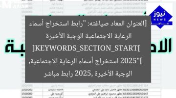 [العنوان المعاد صياغته: “رابط استخراج أسماء الرعاية الاجتماعية الوجبة الأخيرة 2025”]  
[KEYWORDS_SECTION_START]  
استخراج أسماء الرعاية الاجتماعية, الوجبة الأخيرة 2025, رابط مباشر