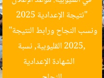“نتيجة الإعدادية 2025 في القليوبية: موعد الإعلان ونسب النجاح ورابط النتيجة”
الشهادة الإعدادية 2025, القليوبية, نسبة النجاح
