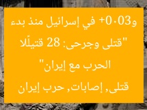 “قتلى وجرحى: 28 قتيلًا و3000+ في إسرائيل منذ بدء الحرب مع إيران”
قتلى, إصابات, حرب إيران