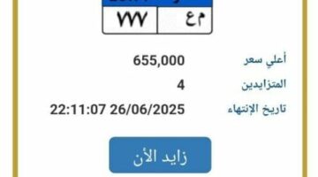 اقتربت من مليون جنيه.. المرور تطرح التزايد على لوحة سيارة مميزة