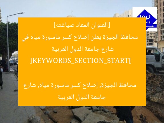 [العنوان المعاد صياغته]  
محافظ الجيزة يعلن إصلاح كسر ماسورة مياه في شارع جامعة الدول العربية  

[KEYWORDS_SECTION_START]  
محافظ الجيزة, إصلاح كسر ماسورة مياه, شارع جامعة الدول العربية