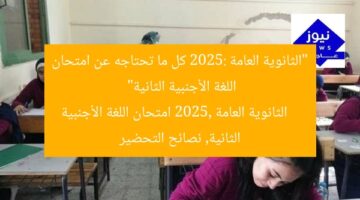 “الثانوية العامة 2025: كل ما تحتاجه عن امتحان اللغة الأجنبية الثانية”  
الثانوية العامة 2025, امتحان اللغة الأجنبية الثانية, نصائح التحضير