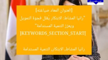 [العنوان المعاد صياغته]  
“رانيا المشاط: الابتكار يُقلل فجوة التمويل ويعزز التنمية المستدامة”  

[KEYWORDS_SECTION_START]  
رانيا المشاط, الابتكار, التنمية المستدامة