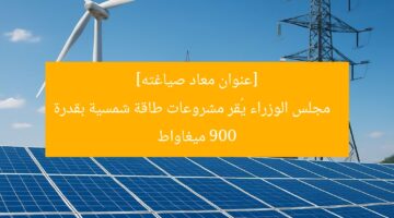 [عنوان معاد صياغته]  
مجلس الوزراء يُقر مشروعات طاقة شمسية بقدرة 900 ميغاواط