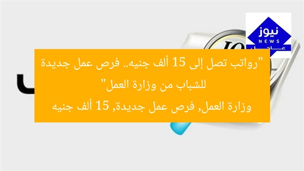 “رواتب تصل إلى 15 ألف جنيه.. فرص عمل جديدة للشباب من وزارة العمل”
وزارة العمل, فرص عمل جديدة, 15 ألف جنيه