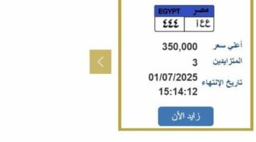 سعرها 350 ألف جنيه.. خطوات التزايد على لوحة سيارة مميزة