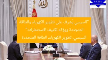 “السيسي يُشرف على تطوير الكهرباء والطاقة المتجددة ويؤكد تكثيف الاستثمارات”  
السيسي, تطوير الكهرباء, الطاقة المتجددة
